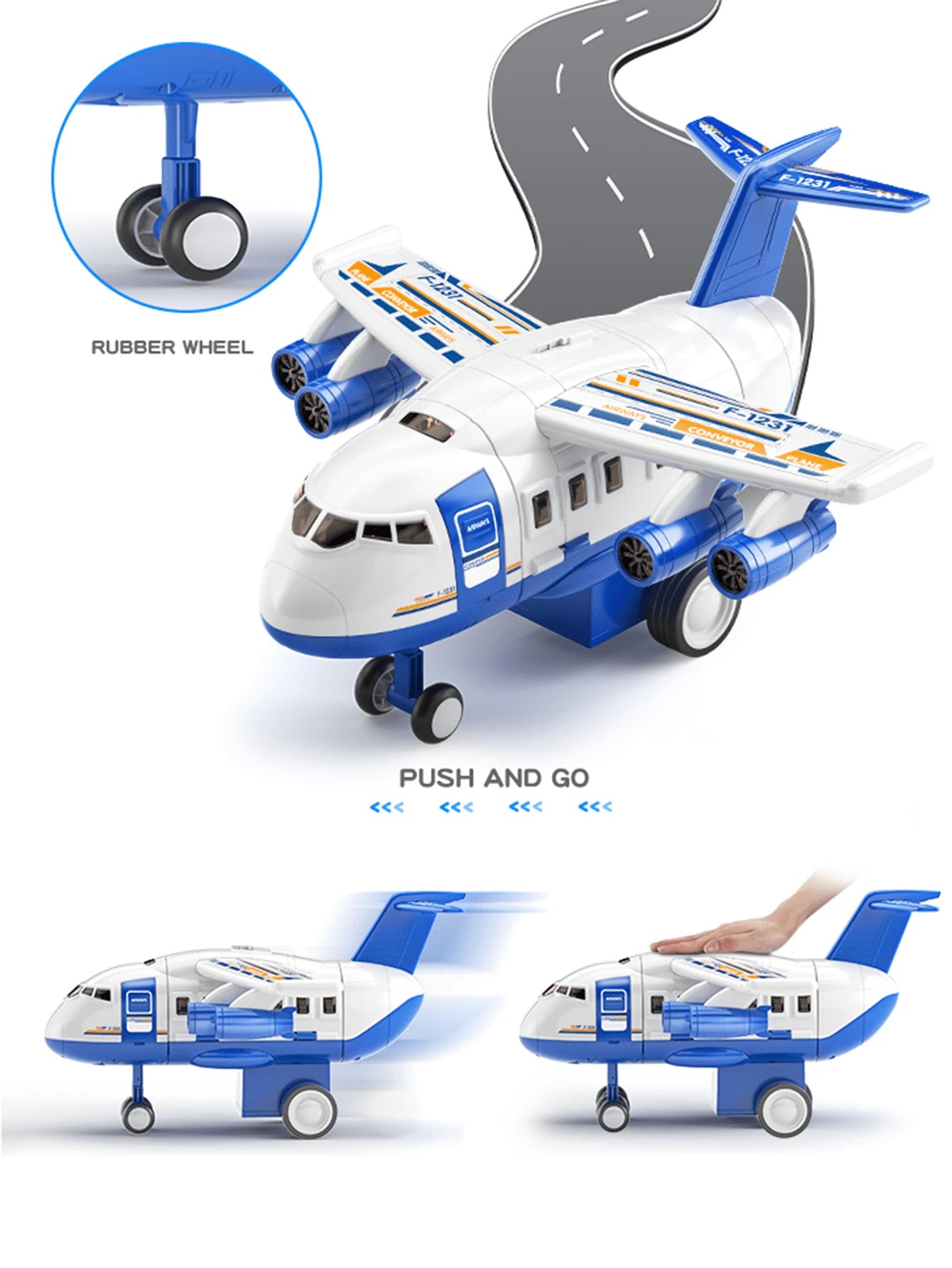 Kid's Airplane Car Toys With Music & Lighting,Two Gameplays: Aircraft Model & Track Racing Car,Science Education Toy,Christmas Birthday Gift For Kid Aged 4 5 6 7