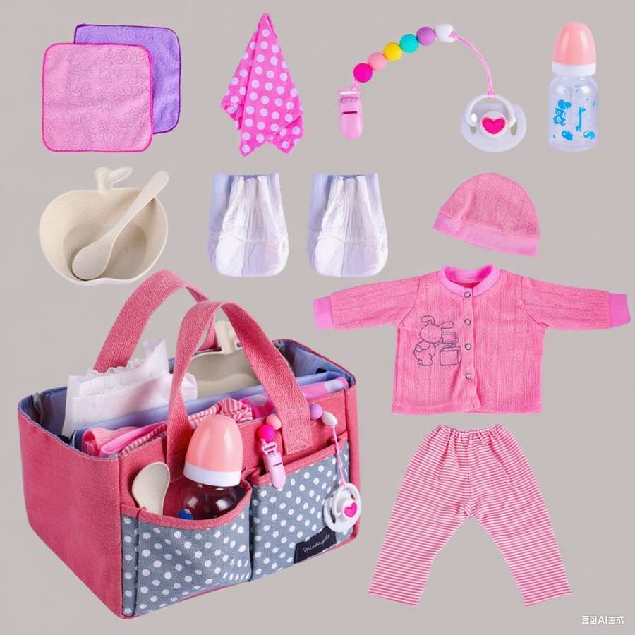8 Pcs Baby Doll Accessories, Reborn Baby Dolls Clothes With Bassinet For Baby Dolls, Outfit Fit Newborn Babies Doll , Babies Pretend Play Set (Not Doll) Christmas Decoration Christmas Gift