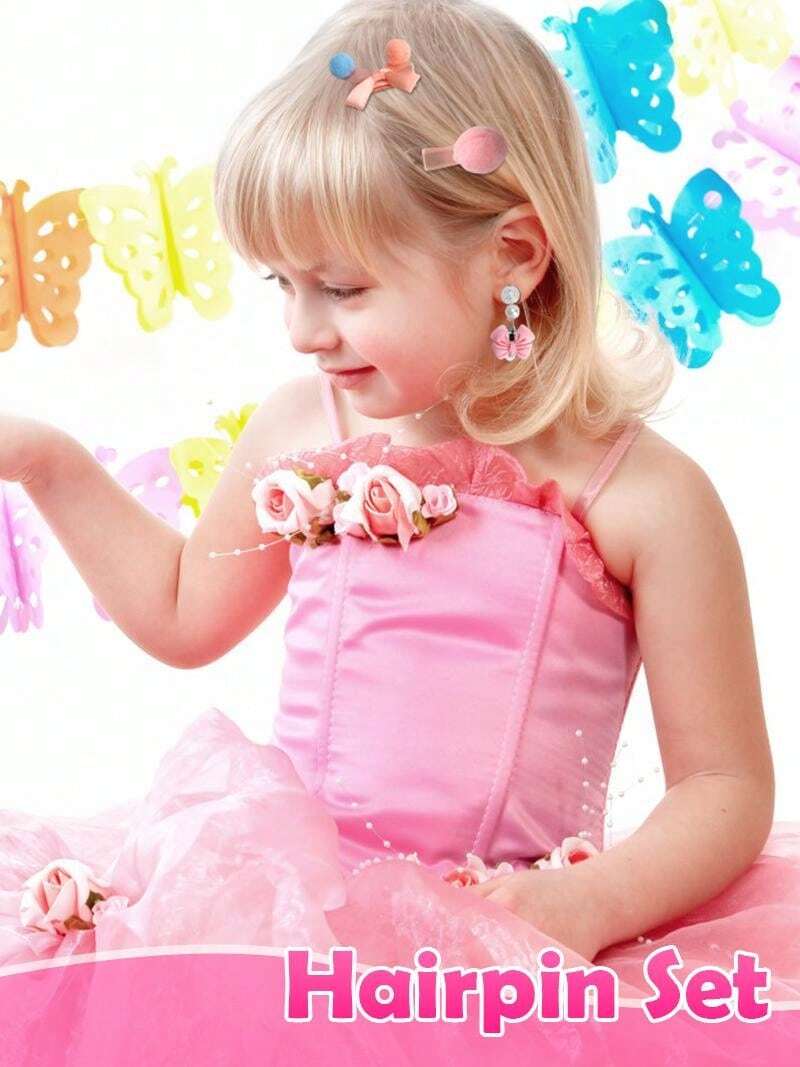Kids Jewelry Toys For Girls Ages 3 4 5 6 7 8 9 10, Toddler Dress Up Play Jewelry Set, Princess Jewelry With Hair Clips & Hair Ties, Christmas Birthday Gifts For Girls 3-12 Years Old