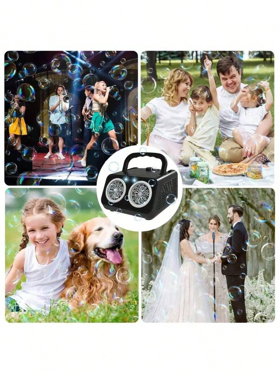 Automatic Bubble Blower Machine - High Capacity Electric Bubble Maker With 2 Fans, 20,000+ Bubbles Per Minute, For Kids & Adults, Dual Power (Battery & Plug-In), Ideal For Parties & Outdoor Play