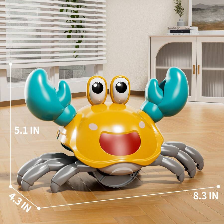 Dancing Moving Crawling Crab Toy Musical,Interactive Walking Dancing Toy With Music Light Automatically Avoid Obstacles,Fun Moving Toy For Babies And Kids Crawling Crab Baby Toy Automatically Avoid Obstacles,Sensory Walking Crab Toy For Birthday Gifts