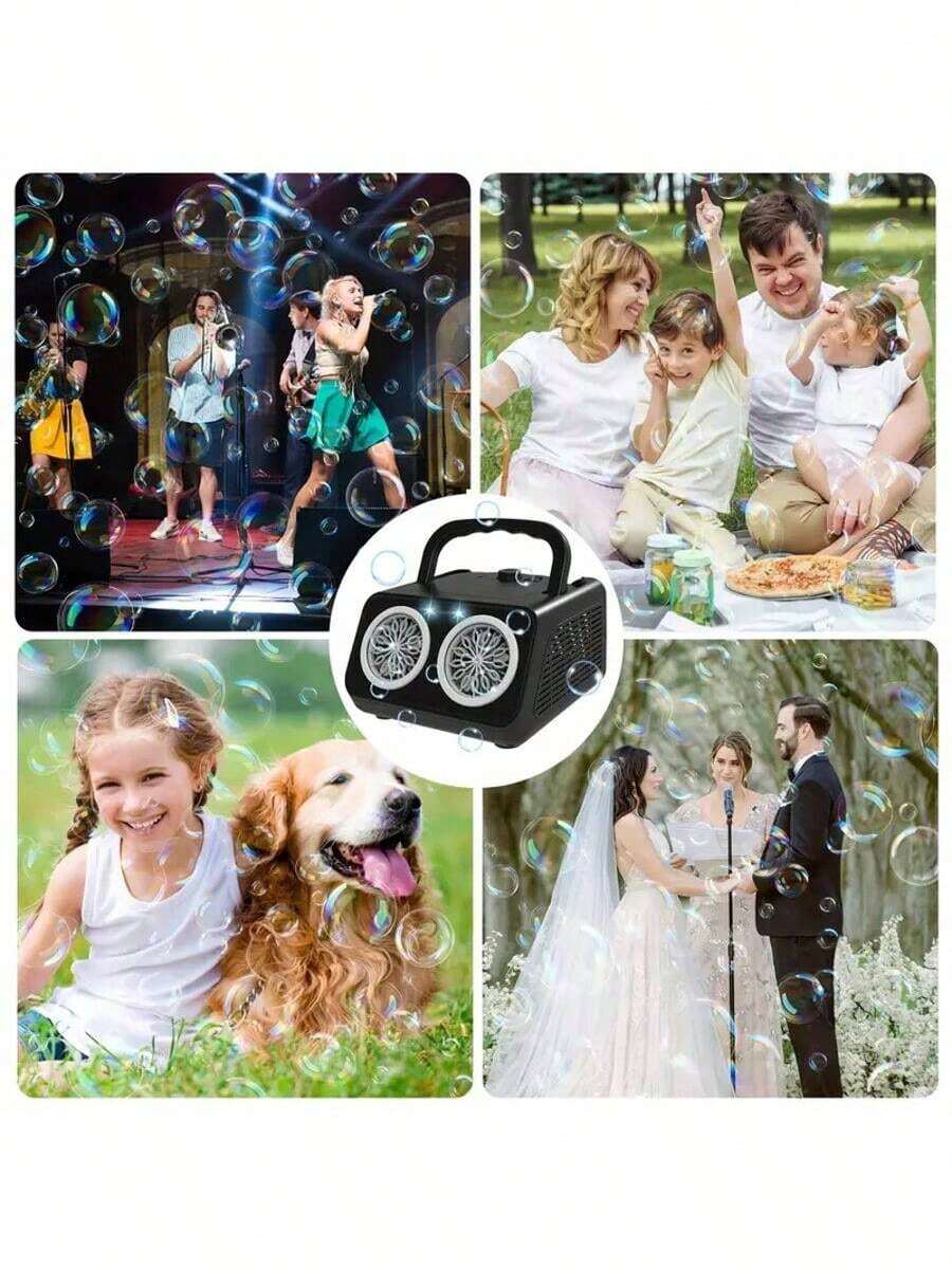 Automatic Bubble Blower Machine - High Capacity Electric Bubble Maker With 2 Fans, 20,000+ Bubbles Per Minute, For Kids & Adults, Dual Power (Battery & Plug-In), Ideal For Parties & Outdoor Play