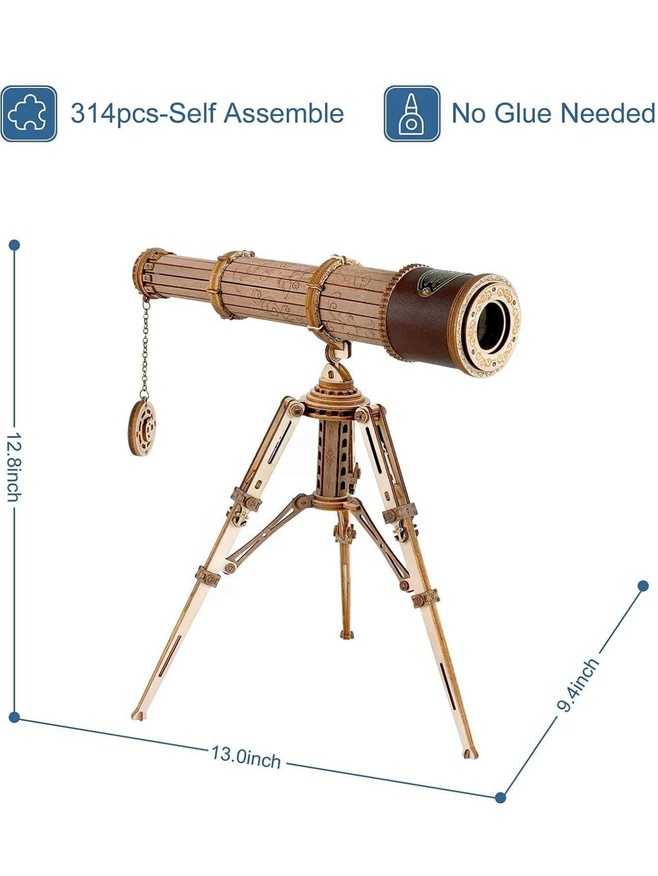 Monocular Telescope 3D Wooden Puzzle Craft Kits to BuildGame Assembly Toys for Children Teens Adult Birthday Gift