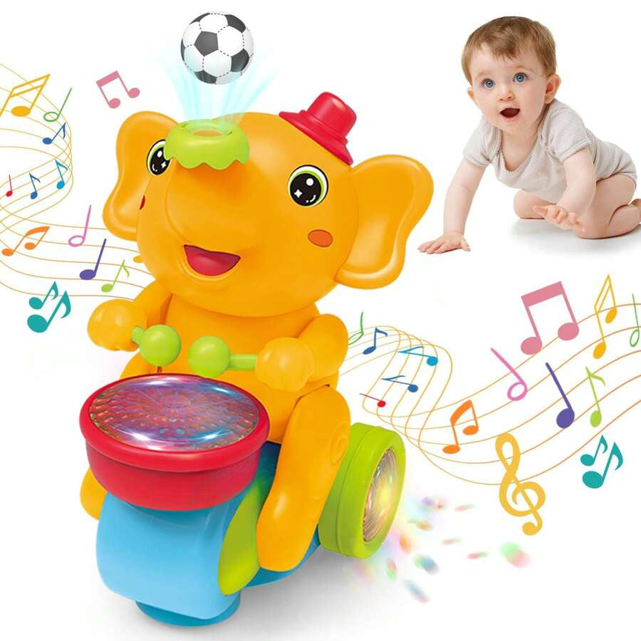 Baby Musical Crawling Toy With Lights, Sounds, Blowing Ball, Infant Sensory Toys, Birthday Gifts For Kids Boy Girl 3+ Years
