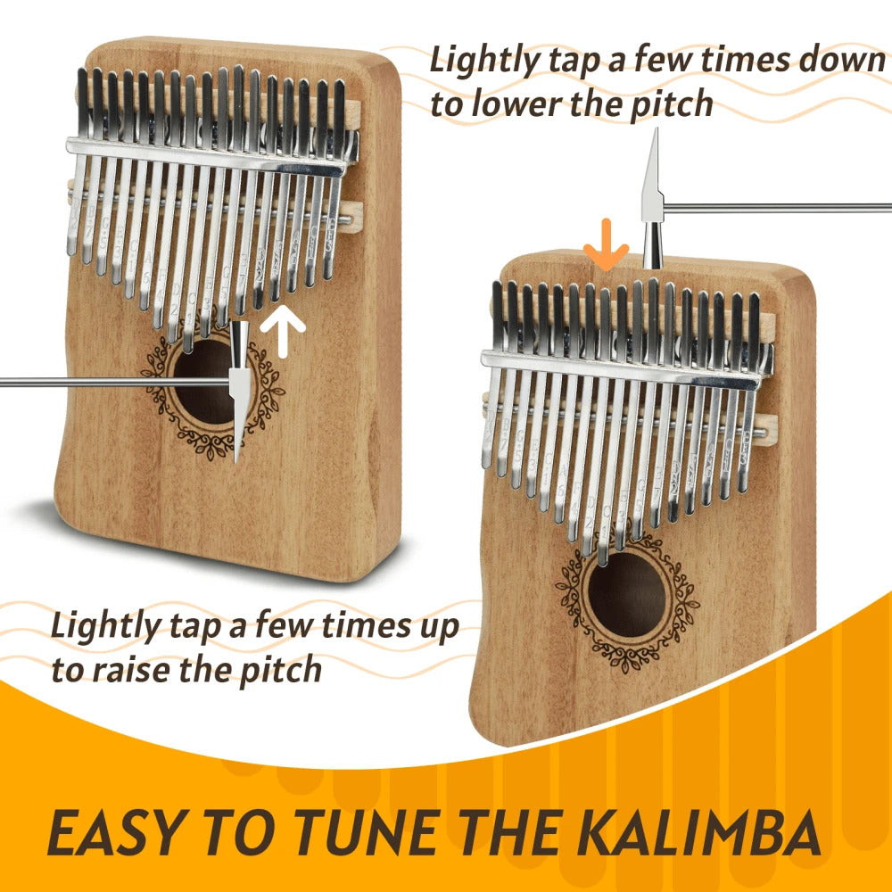 5 Styles Kalimba 17 Key Thumb Piano, Portable Mahogany Thumb Piano With Instructions, Carrying Case, Hammers - Cherry Wood - Musical Instruments For Music Lovers, Beginners, Outdoor Pianos (Butterfly Love Flower--B)
