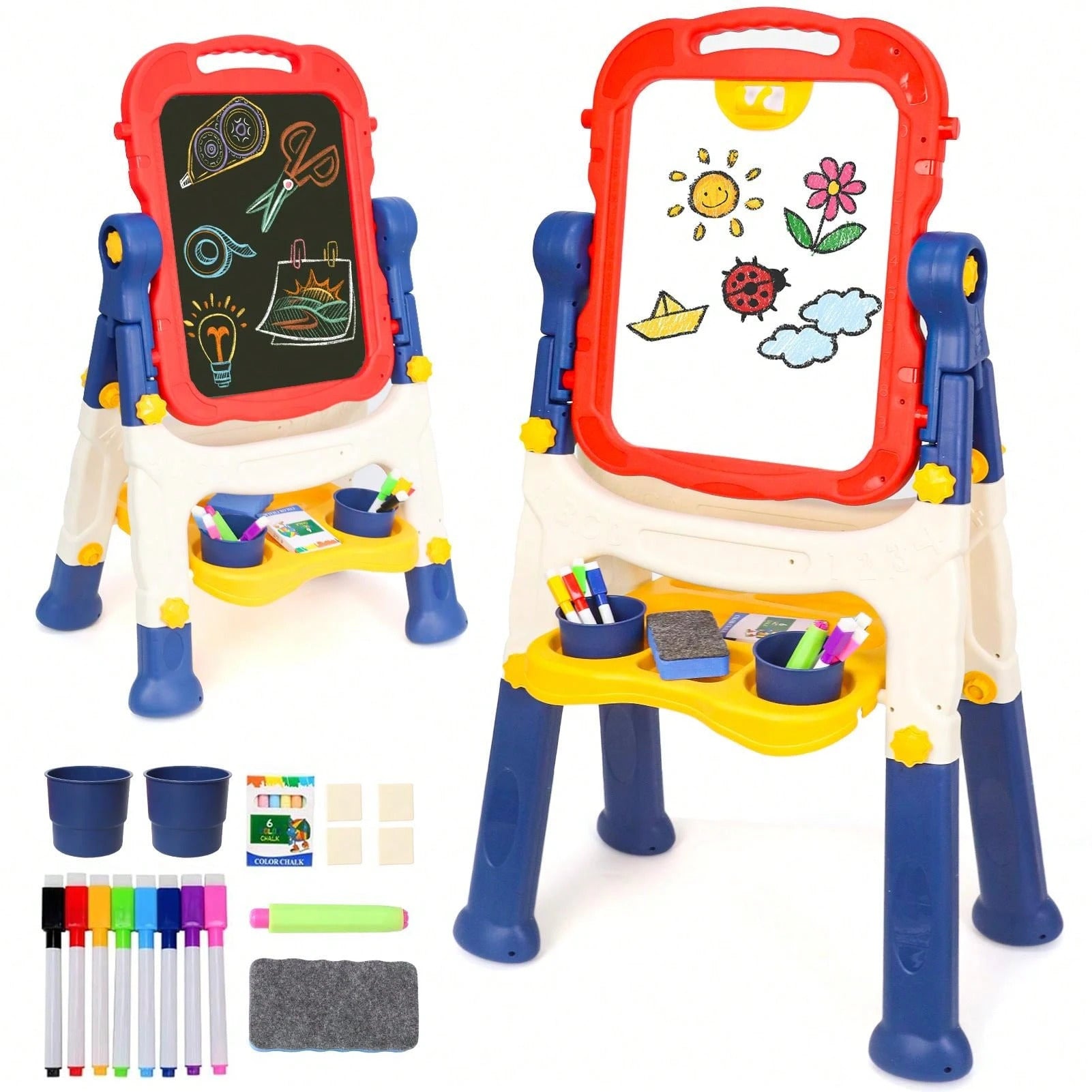 Art Easel For Kids, Adjustable Standing Rotatable Double Sided Easel With Painting Accessories For Toddlers Boys & Girls Age 2/3/4/5, Standing Toddler Art Easel, Ideal Birthday/Christmas/New Year Gifts
