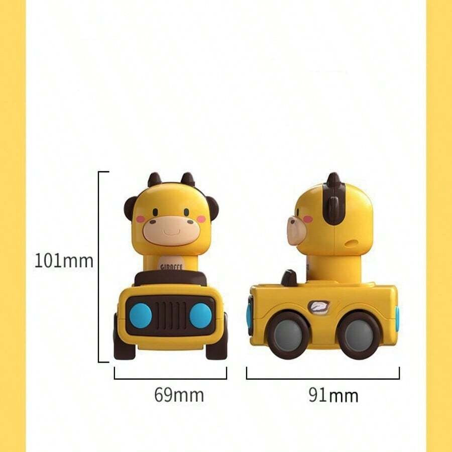 Press To Go Car Toys For Toddlers 1-3, Baby Animal Racing Cars, Infant Play Vehicle Set, BabyPush Go Friction Car Toys For 18+ Months, Birthday Gifts For 1-2 Years Old Boys