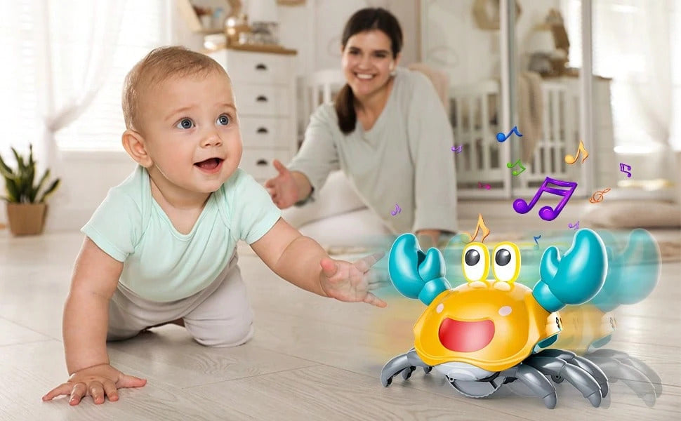 Dancing Moving Crawling Crab Toy Musical,Interactive Walking Dancing Toy With Music Light Automatically Avoid Obstacles,Fun Moving Toy For Babies And Kids Crawling Crab Baby Toy Automatically Avoid Obstacles,Sensory Walking Crab Toy For Birthday Gifts