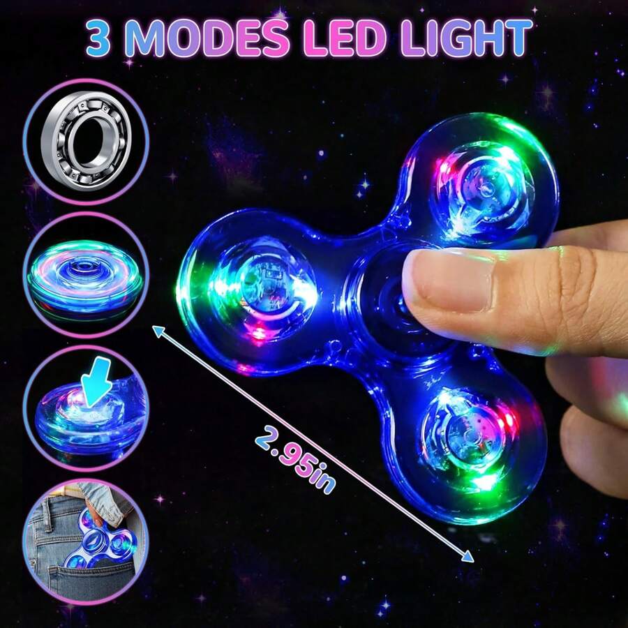 Light Up Sensory Fidget Toys 4-8 8-12, Classroom Prizes LED Glow In Dark Hand ADHD Autism Boys Girls 3-5 Birthday Gifts