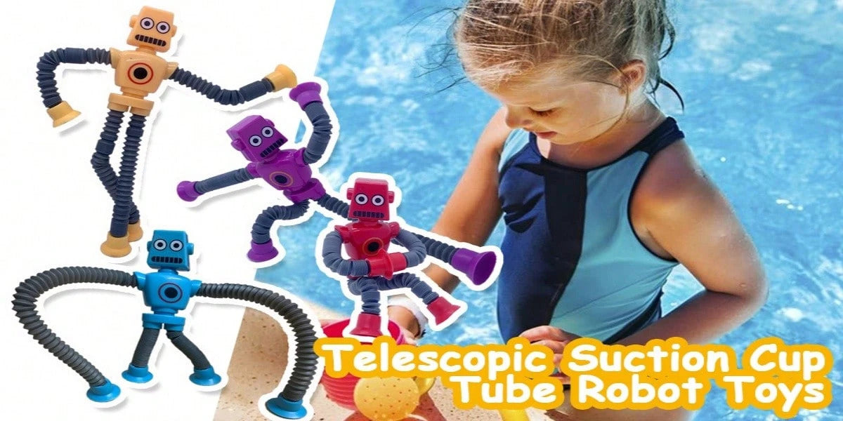 4 Pcs Telescopic Suction Cup Robot Toy, Coolest Pop Tubes Sensory Toys For ToddlersEducational Fidget Toys Robot Party Favors For Anxiety Kids For 3-9 Year Old Boys GirlsA Birthday Present,Perfect Holiday Gift, Birthday Gift, Christmas, Halloween Gift