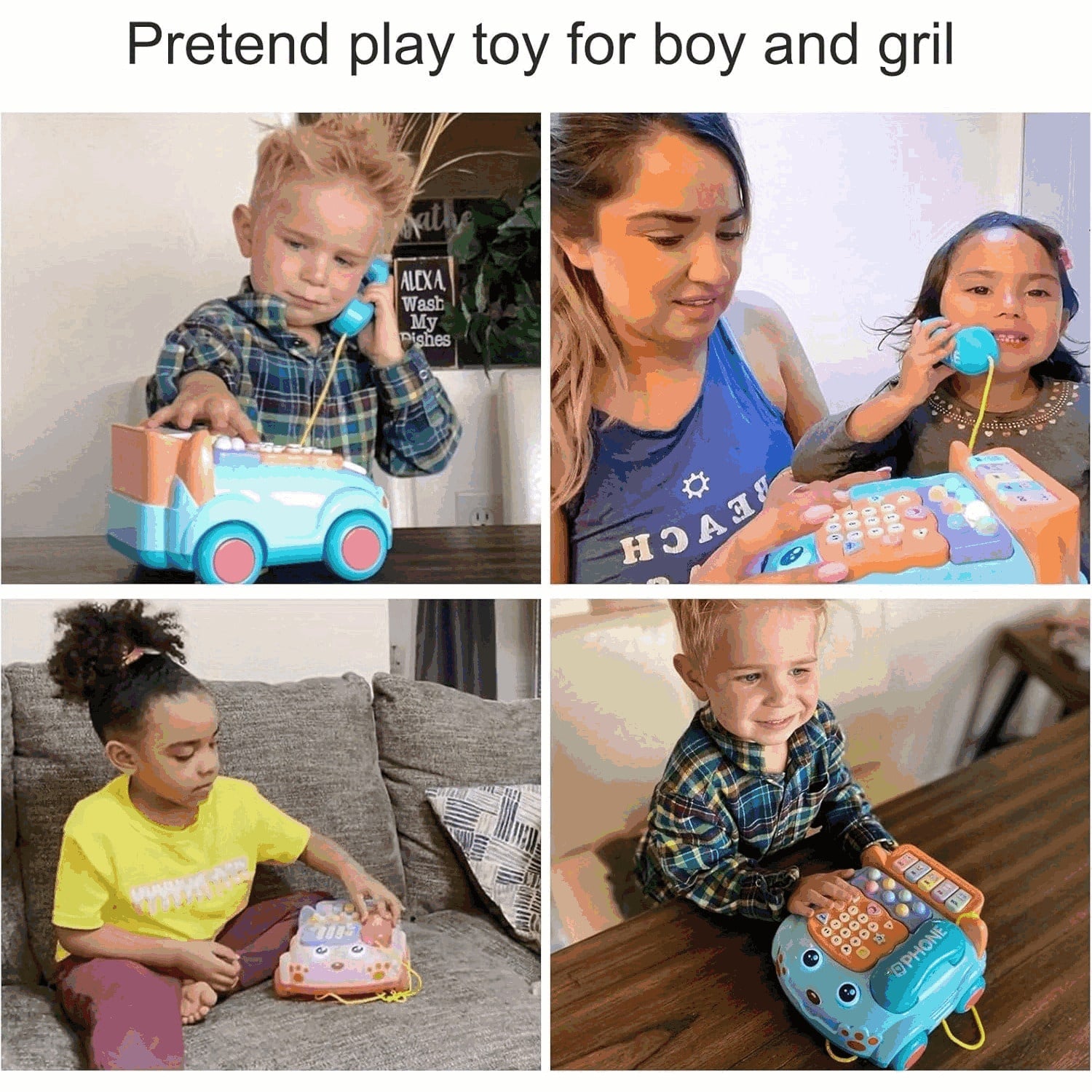 Baby Phone Toy, Baby Toy Phone Cartoon Baby Piano Music Light Toy Children Pretend Phone, Kids Cell Phone Girl With Light Parent-Child Interactive Toy Gift Game Boy Girl Early Education Gift Pink