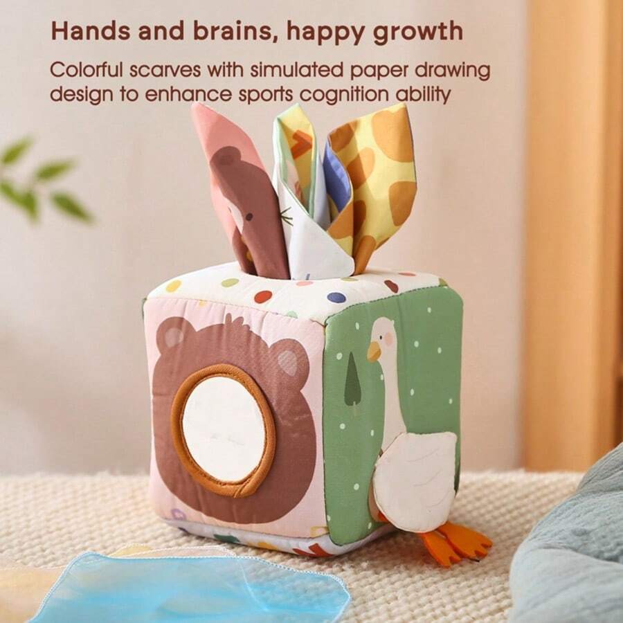 16 Pieces/Set Of Children's Puzzle Toys, Cotton Tissue Box Children's Toys, Sensory Toys, Cartoon Animal Shape Recognition Color Multifunctional Box