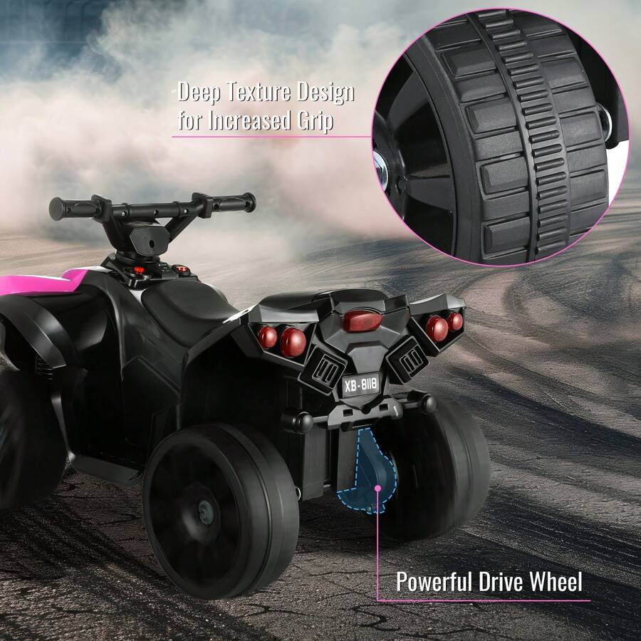 6V Kids Ride On ATV Quad 4 Wheeler Electric Toy Car Powered Ride On Motorcycle With Music, Headlights, Pedal Accelerator, Anti-Skid Tires, For Boys Girls 2-4 Years