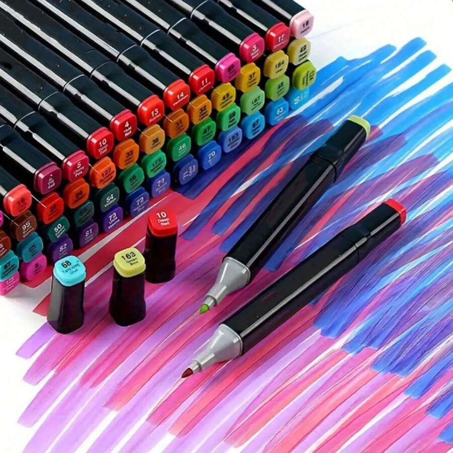 48/60/80/120/168/262pcs Dual-Tip Marker Set, Oil-Based Marker Set In Large Sizes, Painting Graffiti Ink Pen Pigment Pen Set