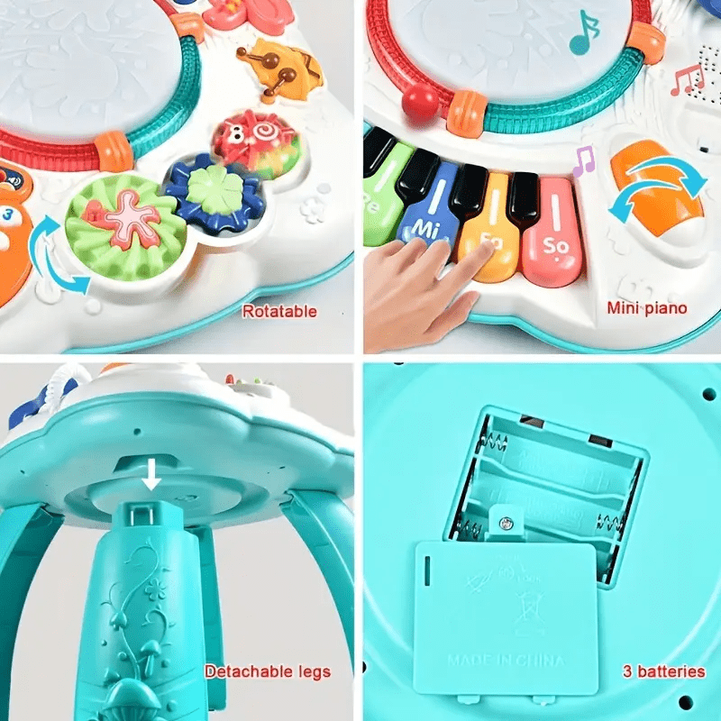Children's Interactive Luminous Music Activity Table - Adjustable And Detachable Legs, Simulated Piano Keys, Sensory Training Toys,