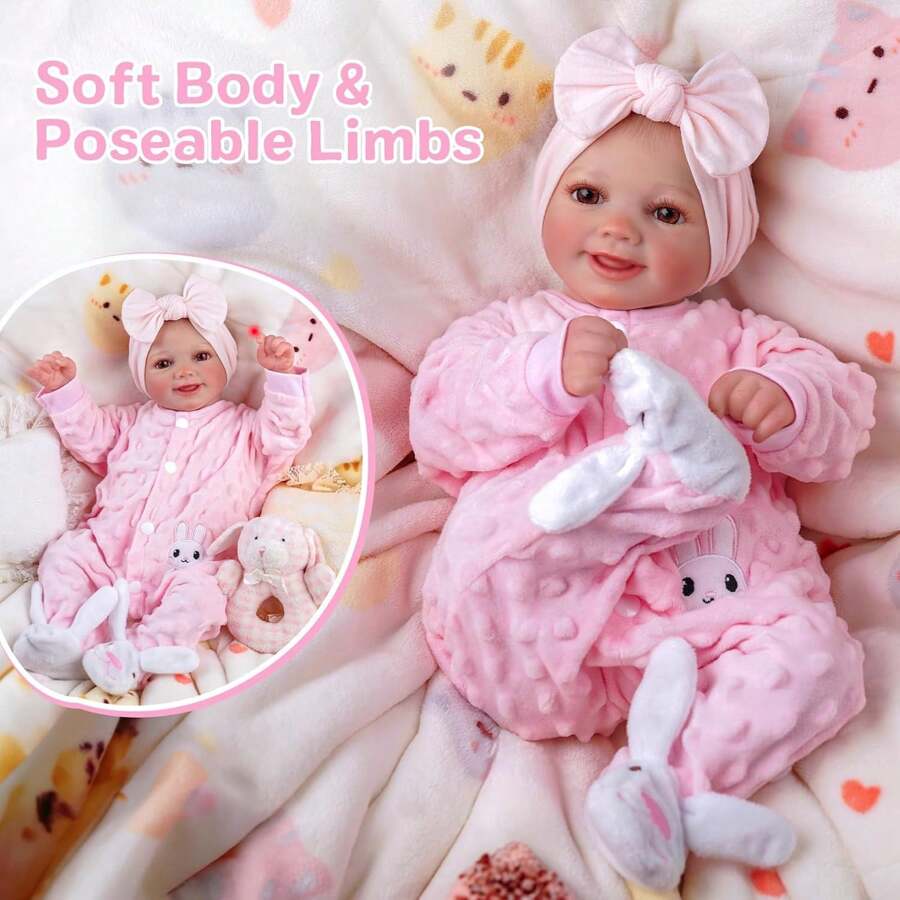 17Inch Cute Soft Vinyl Realistic Baby Doll Poseable Smiling Real Life Baby Dolls With Complete Accessories For 3+ Years Old Gifts Realistic Babies,Baby Alive,Reborn Baby ,Kids Toy,Realistic,Lifelike Baby Dolls,Toys ,Doll Toys