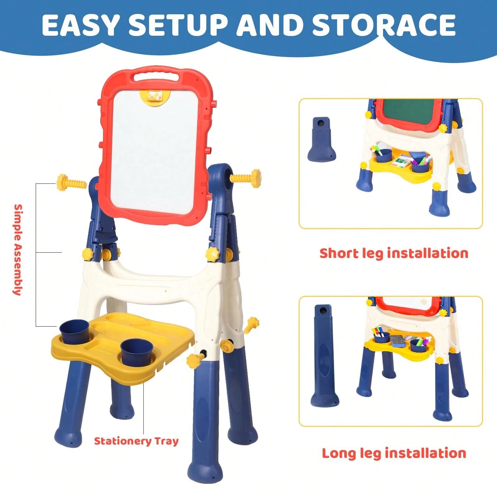 Art Easel For Kids, Adjustable Standing Rotatable Double Sided Easel With Painting Accessories For Toddlers Boys & Girls Age 2/3/4/5, Standing Toddler Art Easel, Ideal Birthday/Christmas/New Year Gifts