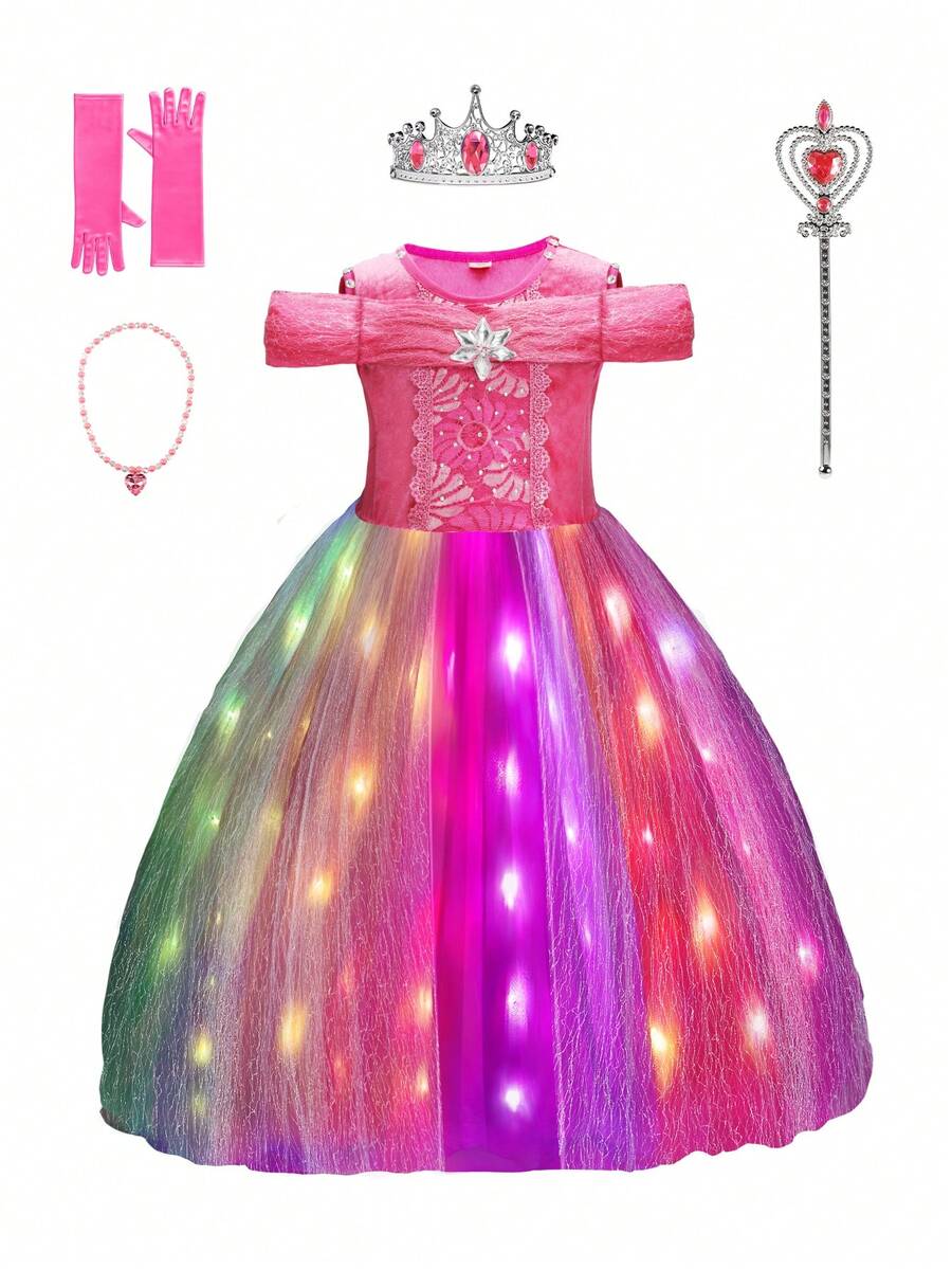 Light Up Pink Princess Dresses For Girls Halloween Costumes Girls Toddler Kids Teens