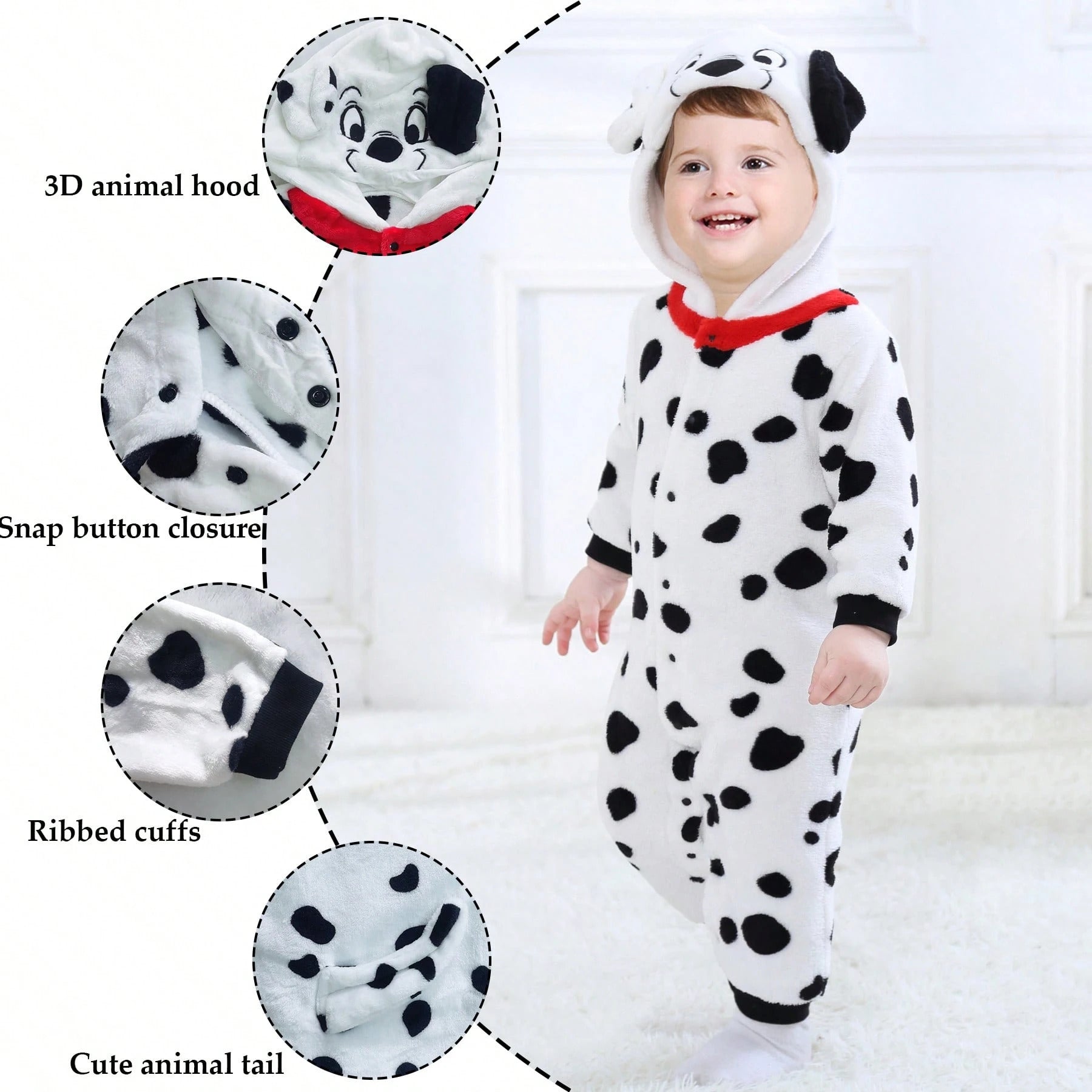 Spotted Dog Costume For Toddlers, Kids Animal Inspired Jumpsuit, Dress Up Playwear Outfit For Boys & Girls, Children's Cosplay Clothes