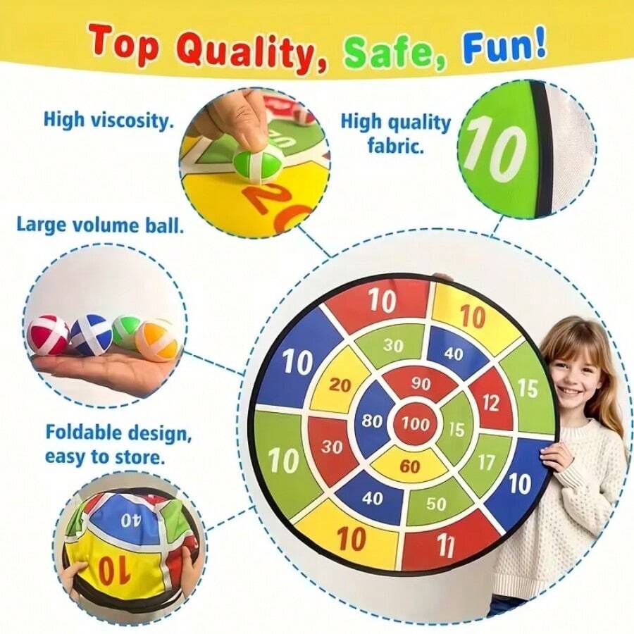 29" Large Dart Board For Kids, Kids Dart Board With Sticky Balls, Boys ToyS,Indoor/SportOutdoor Fun Party Play Game Toys, Birthday Gifts For 3 4 5 6 7 8 9 10 1112 YearOldBoys Girls