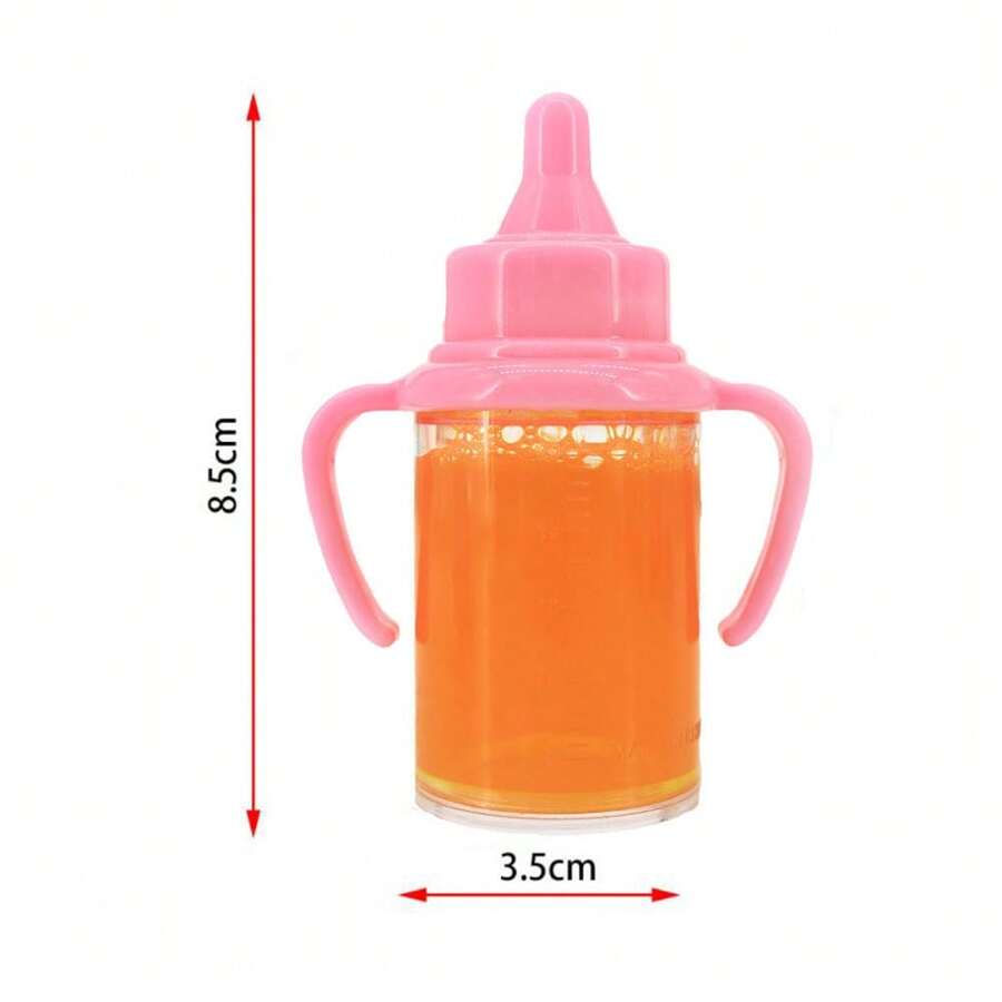 7-In-1, Bottled With Two Large Milk And Orange Juice Bottles, Two Small Milk And Orange Juice Cans, And Two Blue And Orange Pacifiers, Suitable For Reborn Dolls Around 40 Centimeters In Size
