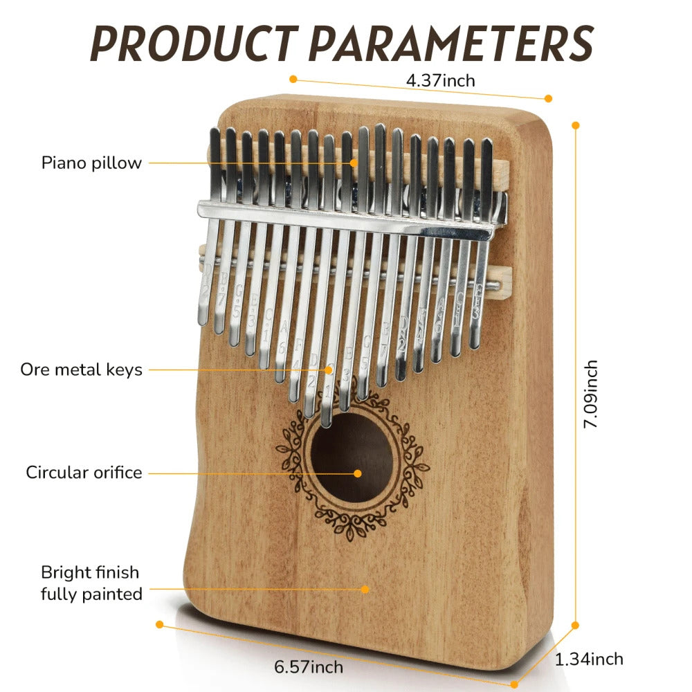 5 Styles Kalimba 17 Key Thumb Piano, Portable Mahogany Thumb Piano With Instructions, Carrying Case, Hammers - Cherry Wood - Musical Instruments For Music Lovers, Beginners, Outdoor Pianos (Butterfly Love Flower--B)