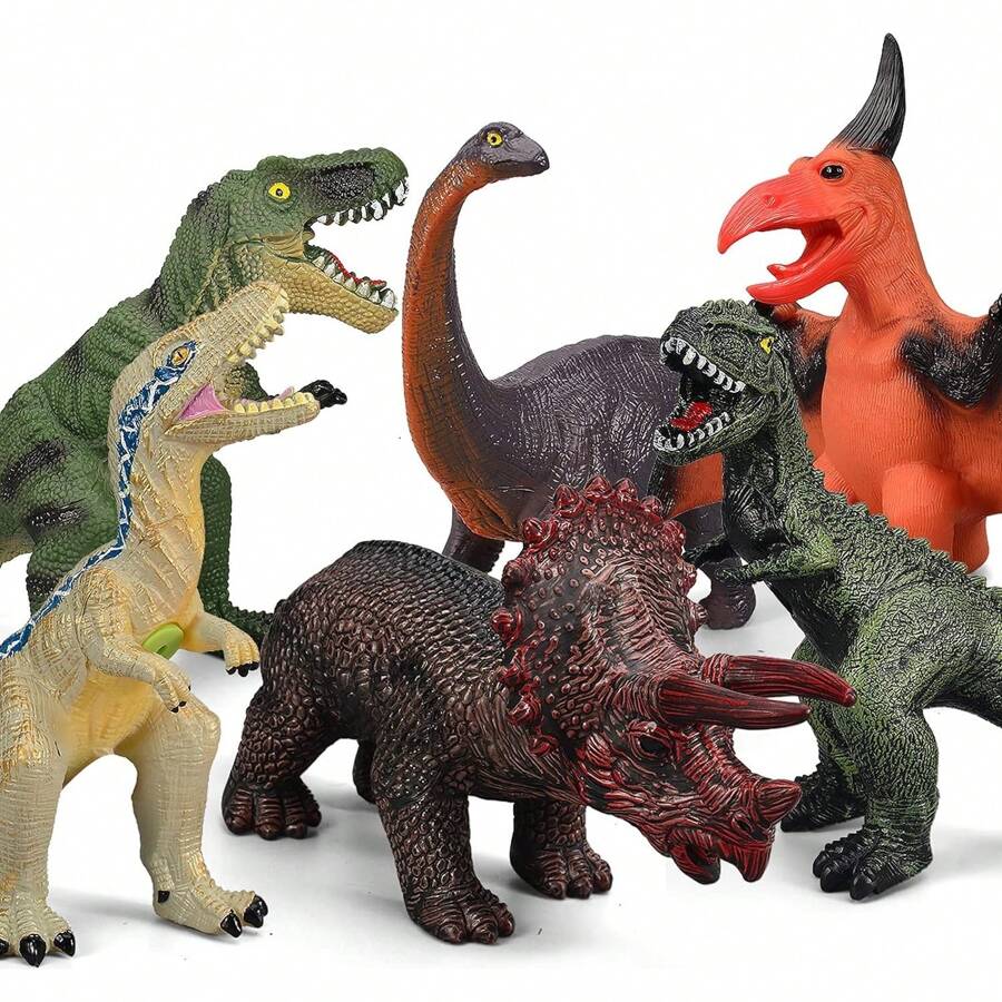 6 Piece Jumbo Dinosaur Toys For Kids And Toddlers, Dinosaur Toys For Kids 3-5, Large Soft Dinosaur Toys For Dinosaur Lovers - Perfect Dinosaur Party Favors, Birthday Gifts