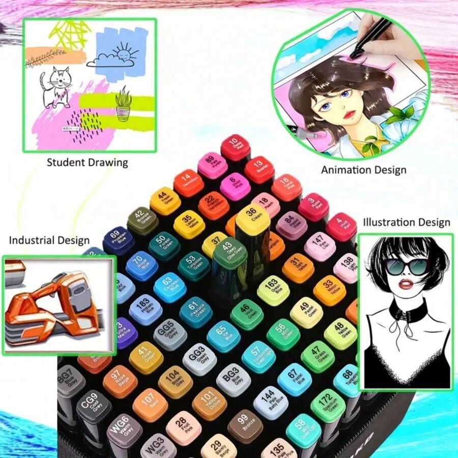 48/60/80/120/168/262pcs Dual-Tip Marker Set, Oil-Based Marker Set In Large Sizes, Painting Graffiti Ink Pen Pigment Pen Set