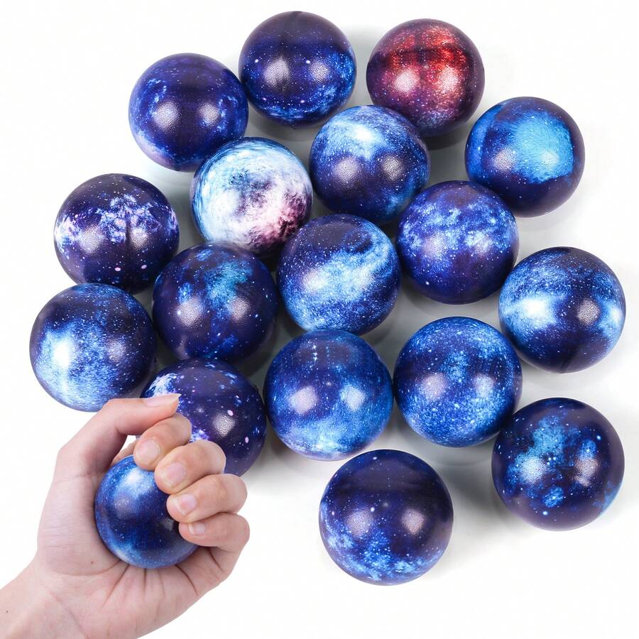18pcs Stress Balls Space Foam Stress Balls , 2 Inch Durable Polyester Sensory Toys, Perfect For Birthday Party FavorsGift, School Prizes, Classroom Rewards, Halloween Christmas Gift