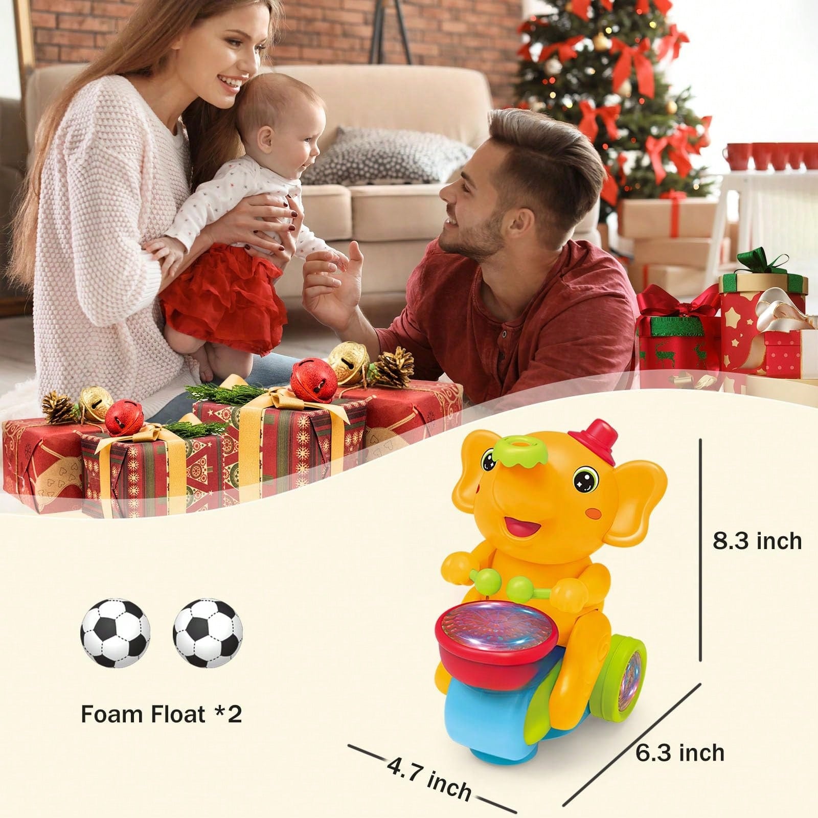 Baby Musical Crawling Toy With Lights, Sounds, Blowing Ball, Infant Sensory Toys, Birthday Gifts For Kids Boy Girl 3+ Years