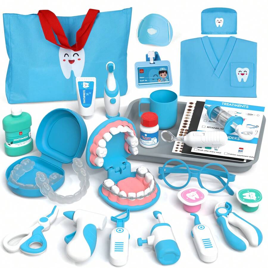 Doctor Kit For Kids, Dentist Playset, Pretend Doctor Kit Dentist Medical Kit With Electronic Stethoscope Toys For 2 3 4 5 6 Year Old Kids - Pink