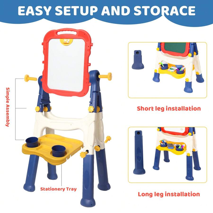 Art Easel For Kids, Adjustable Standing Rotatable Double Sided Easel With Painting Accessories For Toddlers Boys & Girls Age 2/3/4/5, Standing Toddler Art Easel, Ideal Birthday/Christmas/New Year Gifts