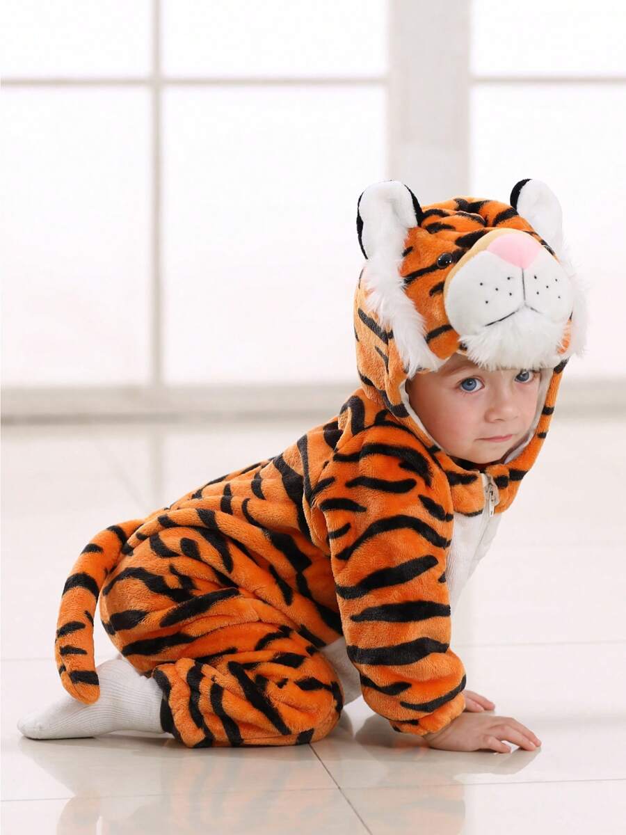Tiger Costume For Kids & Toddlers, Animal Fancy Dress Costume Outfit Hooded Romper Jumpsuit
