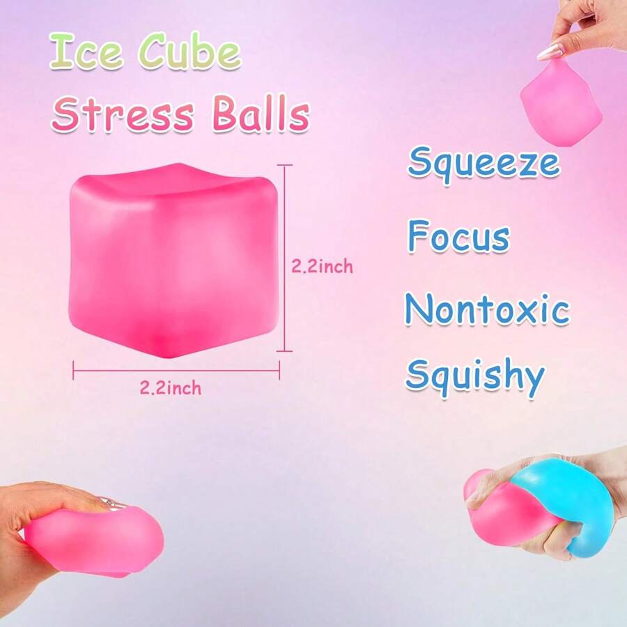 Three Pressure Cubes, Soft Pressure Balls, Adult Ice Cube Pressure Balls, Squeezing Cubes To Relieve Anxiety, Sensory Irritability Toys (Blue, Green, Pink)