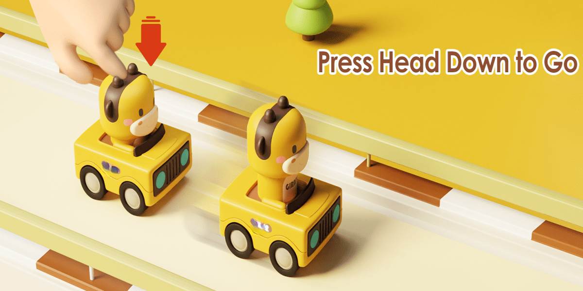 Press To Go Car Toys For Toddlers 1-3, Baby Animal Racing Cars, Infant Play Vehicle Set, BabyPush Go Friction Car Toys For 18+ Months, Birthday Gifts For 1-2 Years Old Boys