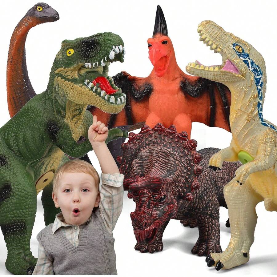 6 Piece Jumbo Dinosaur Toys For Kids And Toddlers, Dinosaur Toys For Kids 3-5, Large Soft Dinosaur Toys For Dinosaur Lovers - Perfect Dinosaur Party Favors, Birthday Gifts
