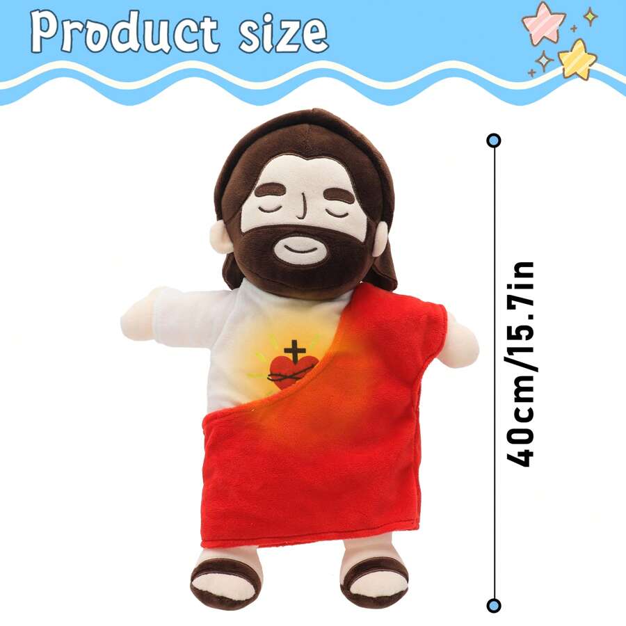 1pc Christmas Jesus Plush Doll Stuffed Kids Singing ,Breathing, Belly Glow Savior Plush Toys Party Favors For Boys And Grils Companion Toys
