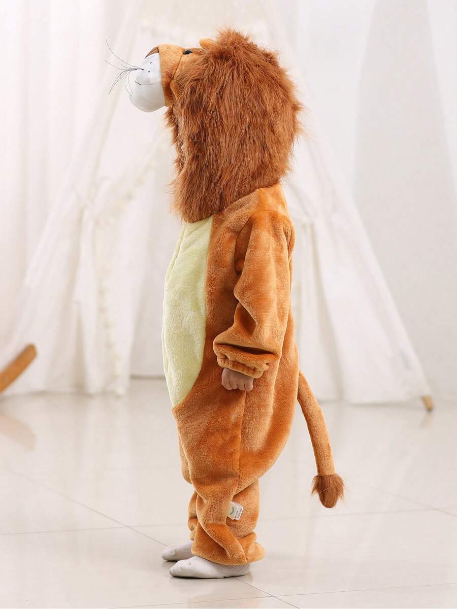 Lion Costume For Toddlers, Kids Animal Inspired Jumpsuit, Dress Up Playwear Outfit For Boys & Girls, Children's Cosplay Clothes