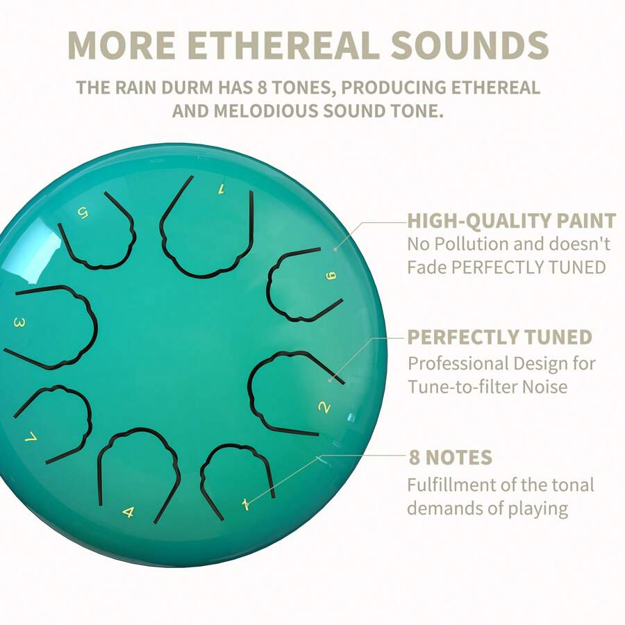 Rain Drum For Outside Garden, 6 Inches 8 Notes Steel Tongue Drum Rain Chime, Chakra Drum For Rain, Rain Drum For Outside Garden When It Rains, Drumsticks Adults Gift Sound Healing