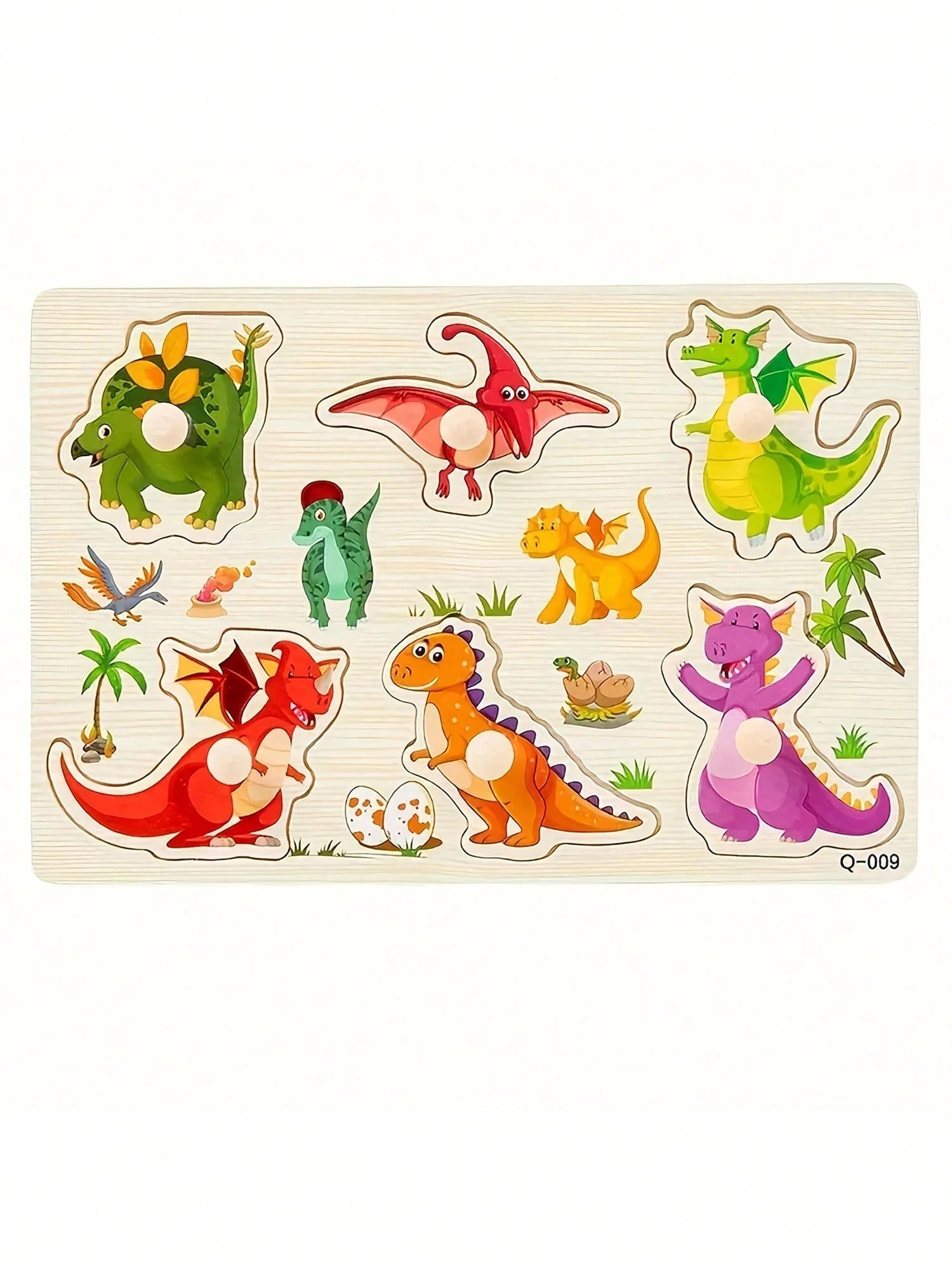 Children'S Educational Jigsaw Puzzle Toys, Wooden Fun Hand-Held Board, Animals, Farms, Dinosaurs, Numbers And Other Patterns, Interesting Teaching, Exercise Color Shape Recognition And Matching, Birthday Gifts For Boys And Girls