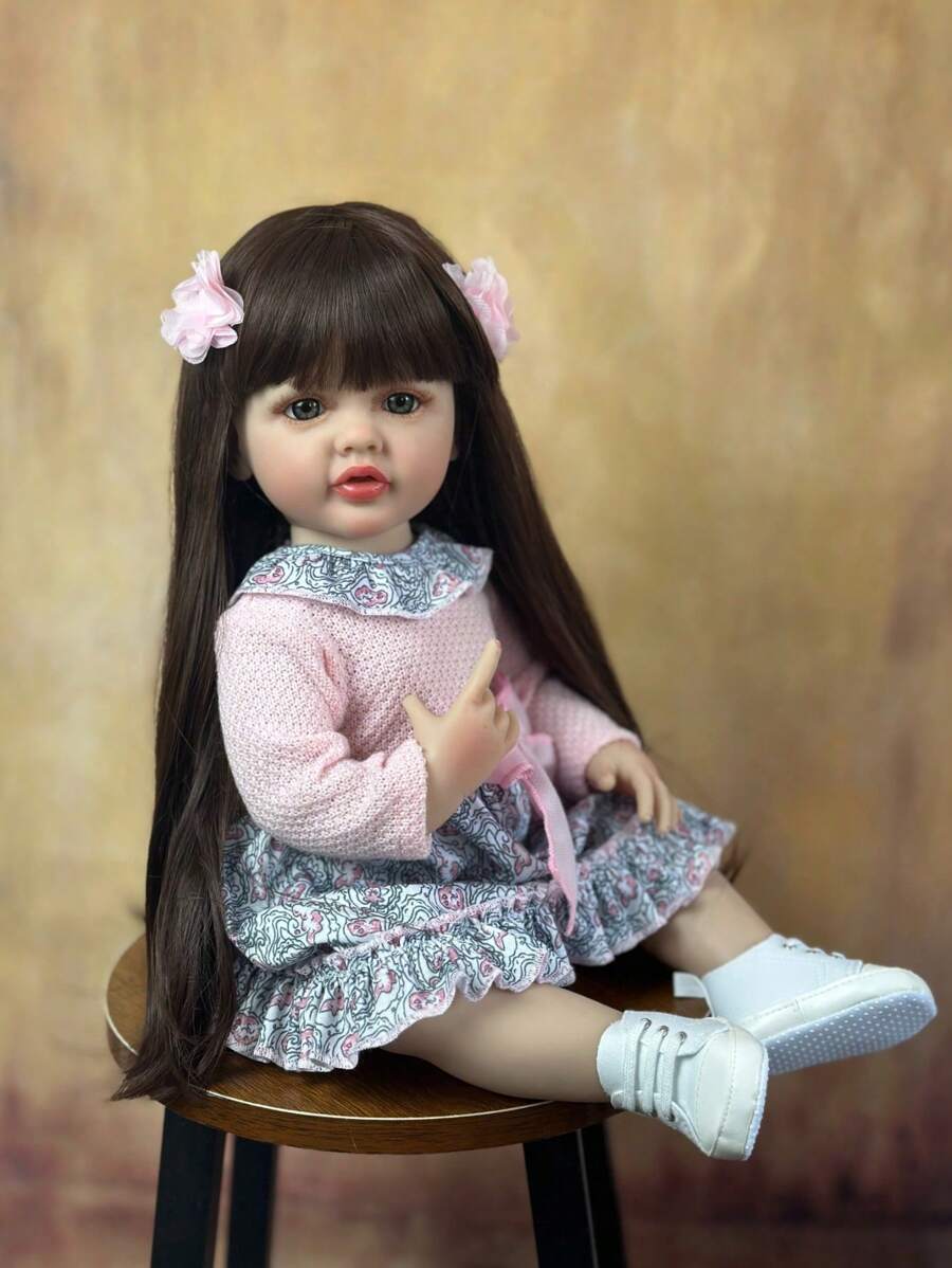 22inch Baby Doll With Full Body Soft Vinyl 55cm Lifelike Newborn Girl Princess Toddler Art Bebe Birthday Gifts For Girls Bath Toy