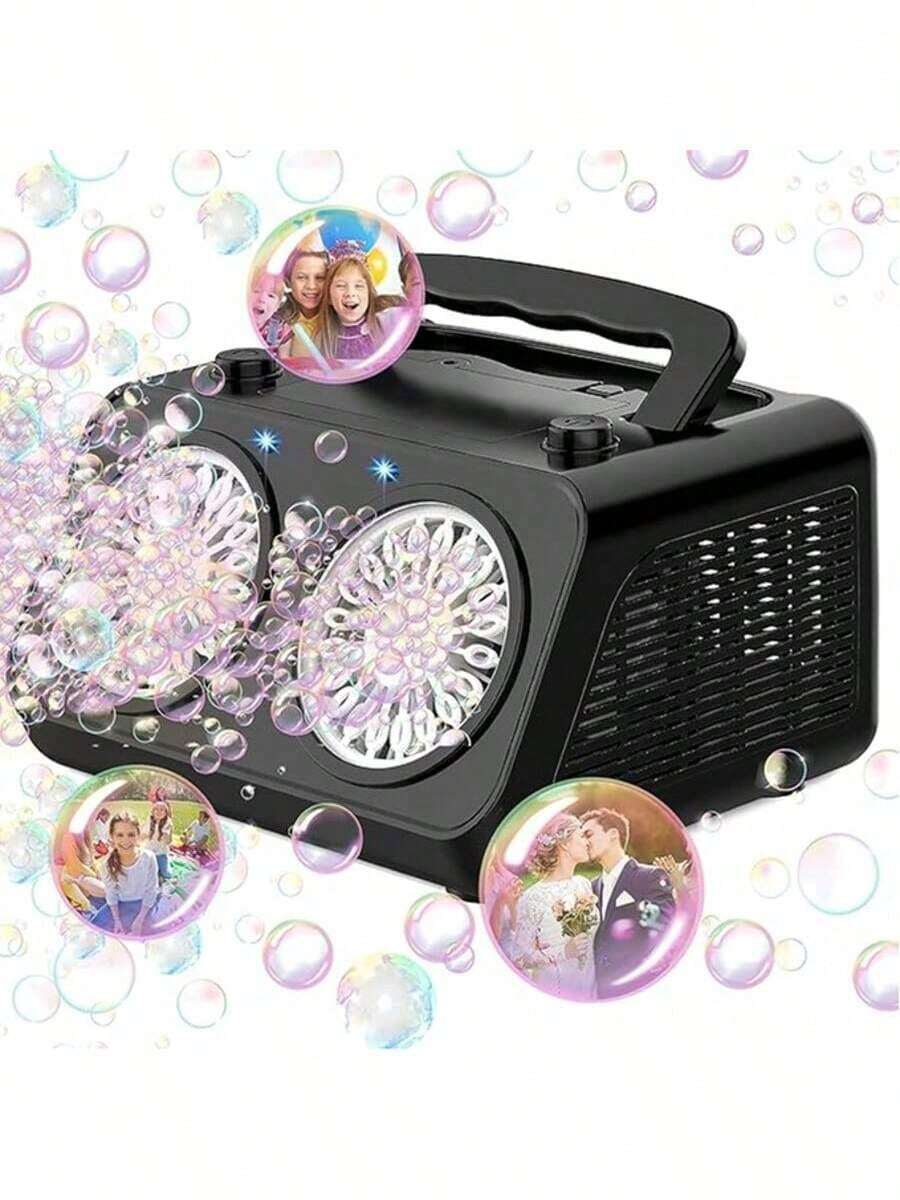 Automatic Bubble Blower Machine - High Capacity Electric Bubble Maker With 2 Fans, 20,000+ Bubbles Per Minute, For Kids & Adults, Dual Power (Battery & Plug-In), Ideal For Parties & Outdoor Play