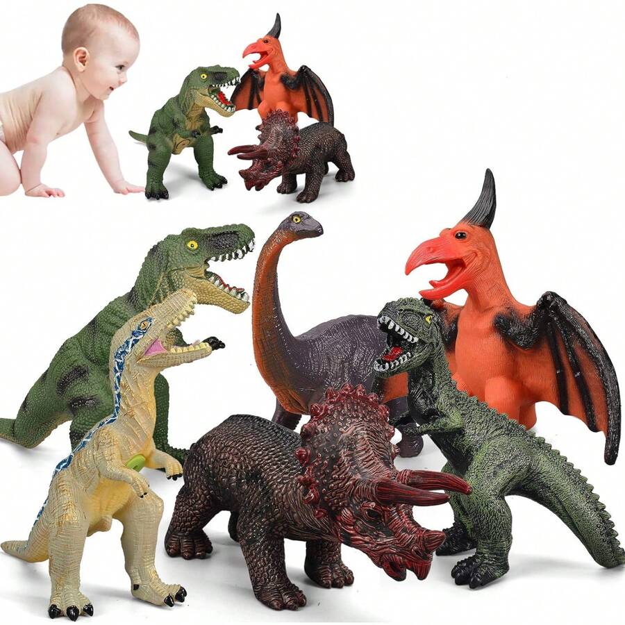 6 Piece Jumbo Dinosaur Toys For Kids And Toddlers, Dinosaur Toys For Kids 3-5, Large Soft Dinosaur Toys For Dinosaur Lovers - Perfect Dinosaur Party Favors, Birthday Gifts