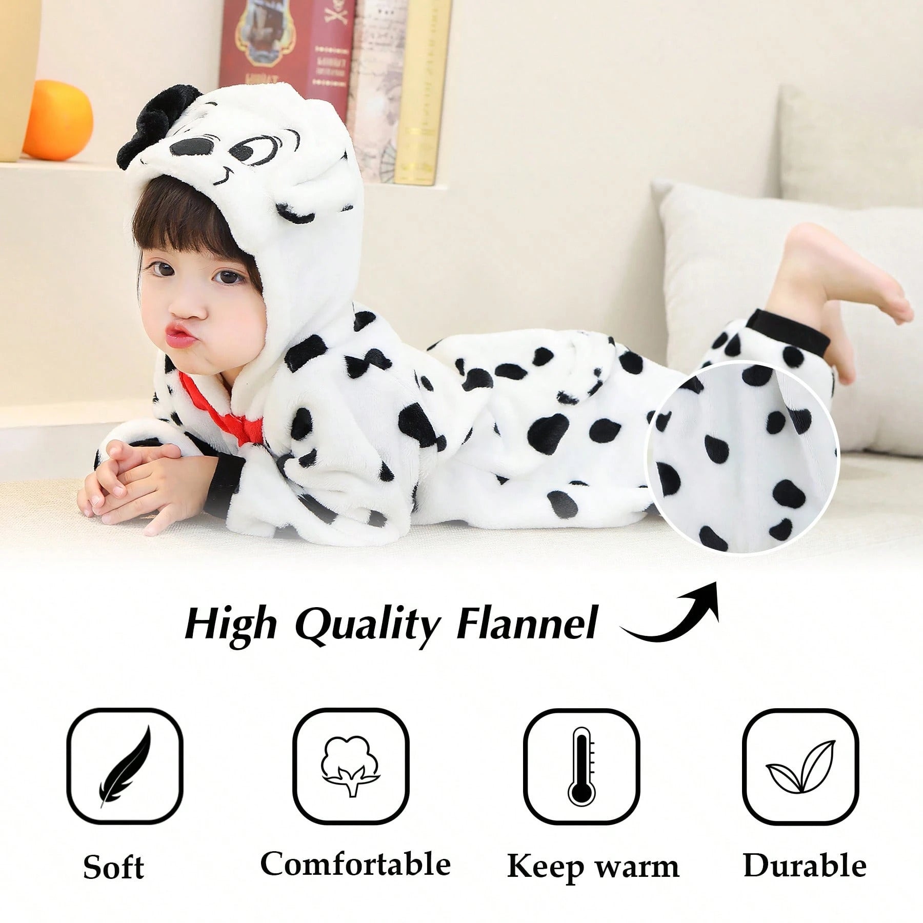 Spotted Dog Costume For Toddlers, Kids Animal Inspired Jumpsuit, Dress Up Playwear Outfit For Boys & Girls, Children's Cosplay Clothes
