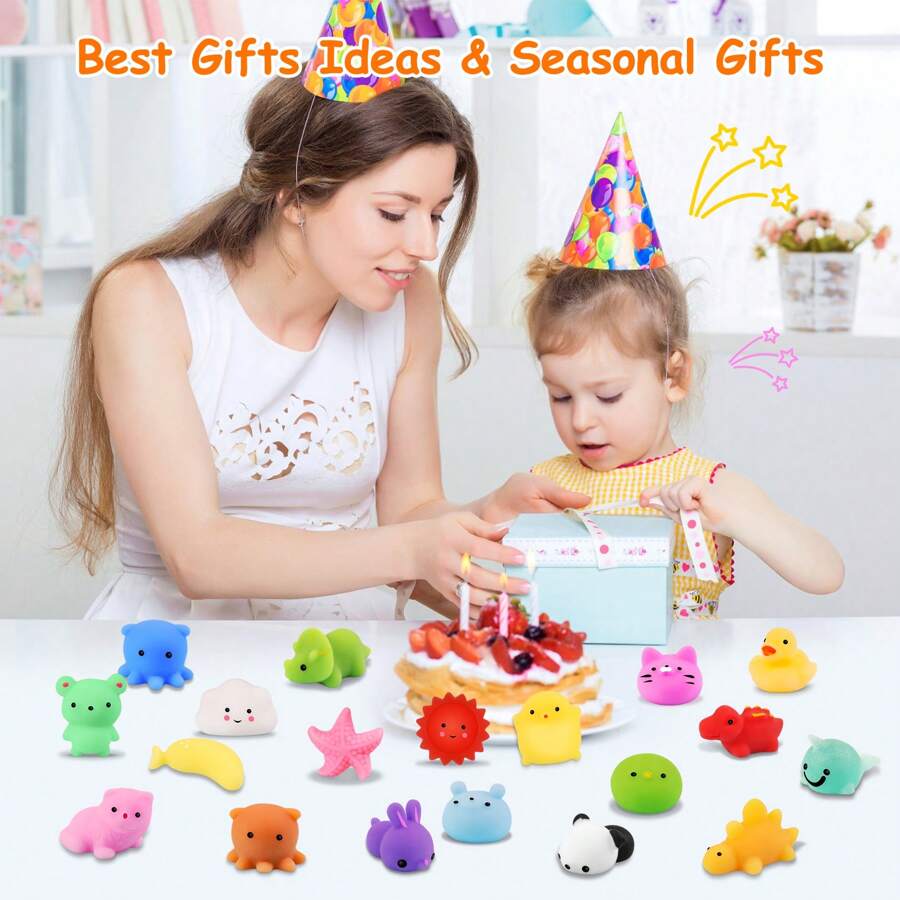 65Pcs Squishy Toys For Kids, Mini Kawaii Mochi Squishies Party Favors, Cute Animal Stress Relief Toys, Classroom Prizes, Christmas Goodie Bag Fillers, Birthday Gifts, Desk Decorations