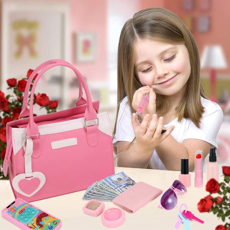 Play Purse For Little Girls, Pretend Princess PlayGirls Toys For 3 4 5 6 7 8 Year Old, Toddler Pursewith Accessories, Kids Toy Purse Birthday ForGirs Ages 3-5 4-5 6-8