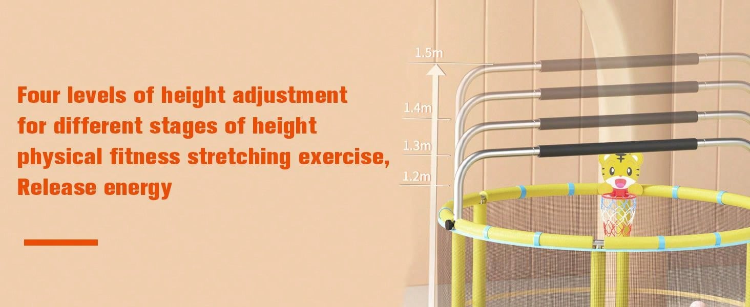 2025 Upgraded Kids Trampoline With Safety Enclosure,Indoor Outdoor Toddler Trampoline,55-Inch Kids Trampoline With Safety Net - Indoor And Outdoor Toddler Trampoline For Children Aged 3-8, With A Gap-Free Safety Design And Reinforced Jumping