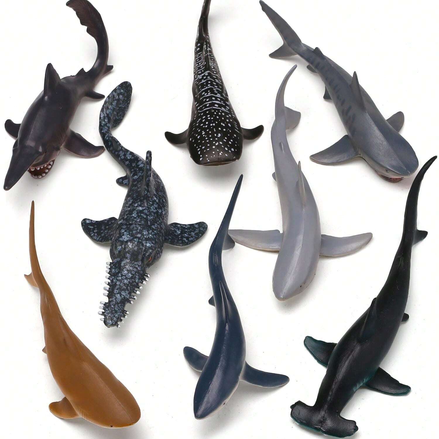 8 Pack Shark Toys With Educational Booklet, Soft Plastic Realistic Shark Figure Set For Kid, Ocean Sea Animal Party Favor, Pool Bath Tub Toy For Toddler Child Boy Girl, Birthday Gift Room Decoration