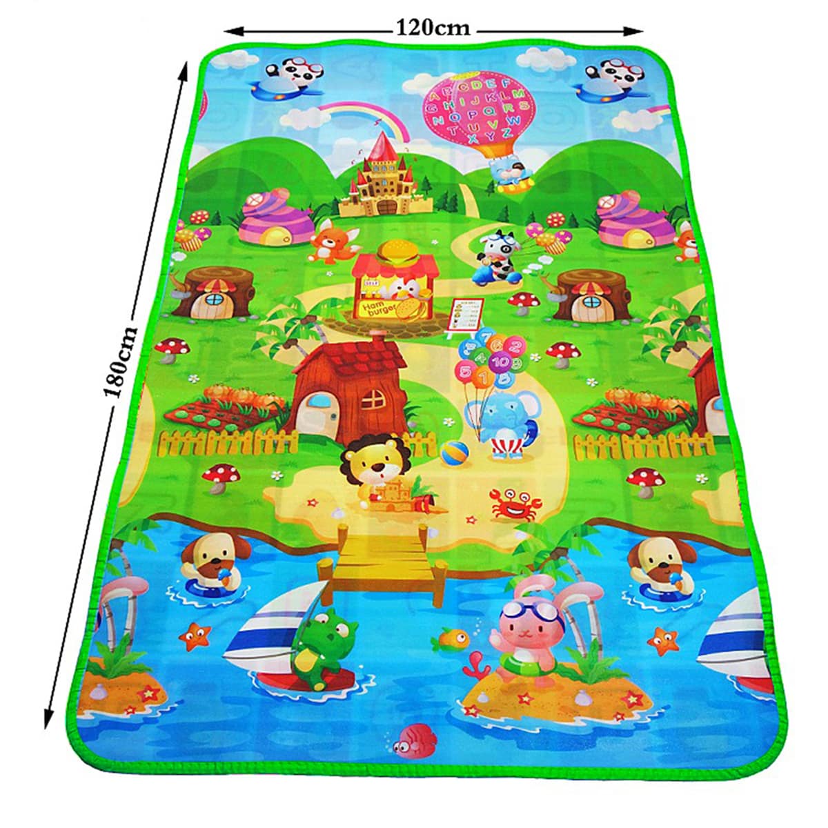 Baby Play Mat Kids Rug For Playroom, Floor Mat For Toddlers, Playtime Collection ABC, Fruit, Animals Educational Area Rugs For Kids Room Classroom Or Picnic