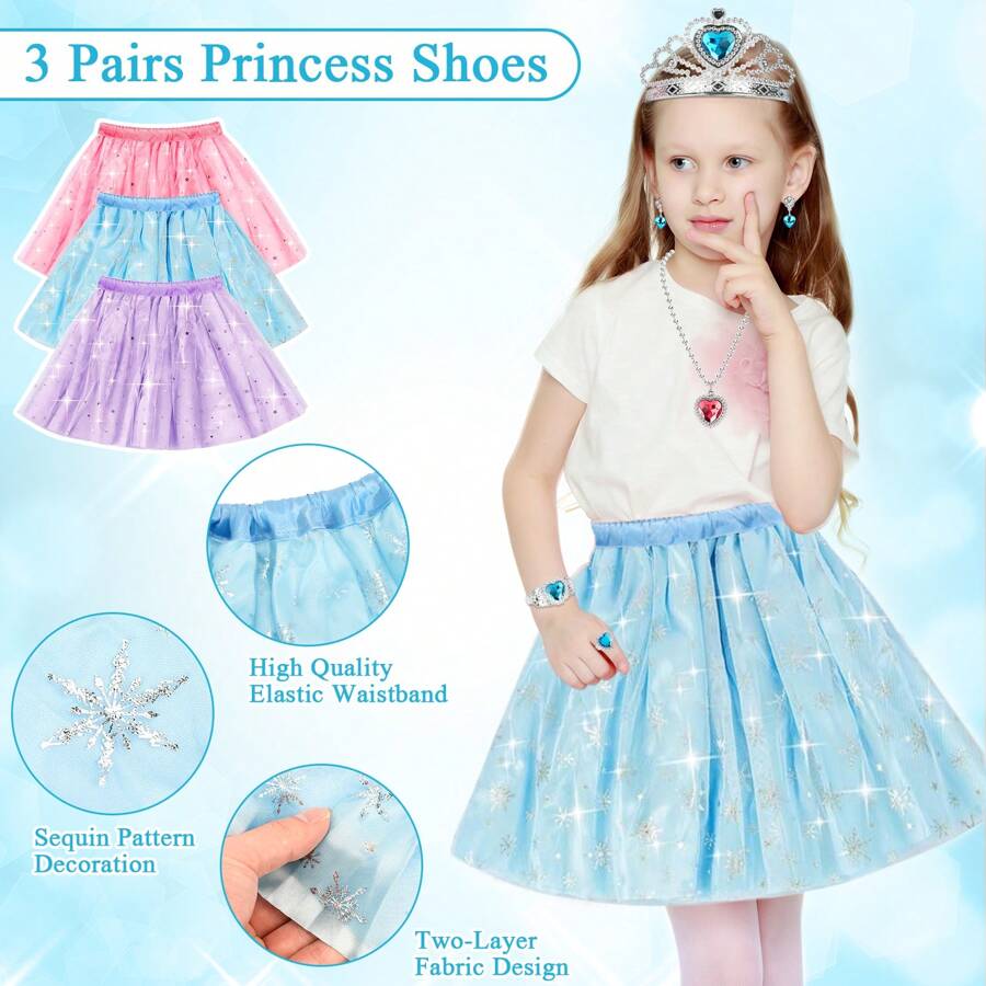 28 PCS Toys For Girls, Princess Dresses For Girls, Unicorns Gifts For Girls, Princess Dress Up Clothes For Little Girls, Skirts, Princess Shoes, Crowns, Jewery, 3+ Year Old Girls Birthday
